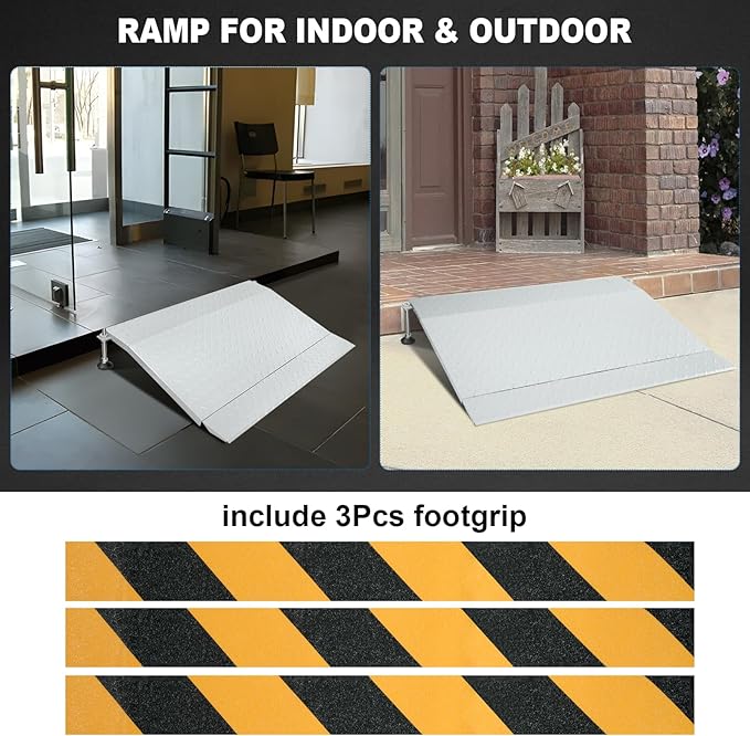Steel Threshold Ramp, Door Ramp with Adjustable Height for 3.0" to 6.0", Doorway Threshold Ramp for Wheelchairs/Walkers/Carts/Scooters(39.4" W x 25.6" L)