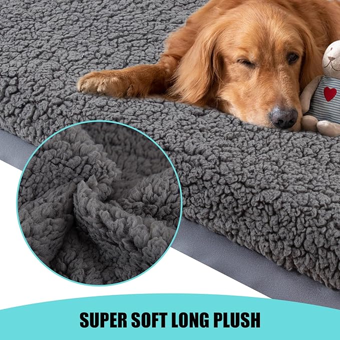 Dog Bed Covers, Waterproof, Soft Plush Replacement Washable Pet Bed Cover, Rectangular, Grey, XL, 44L x 32W x 6H inch, Multi-layered Construction with Plush Top, Filling, and Waterproof Layer