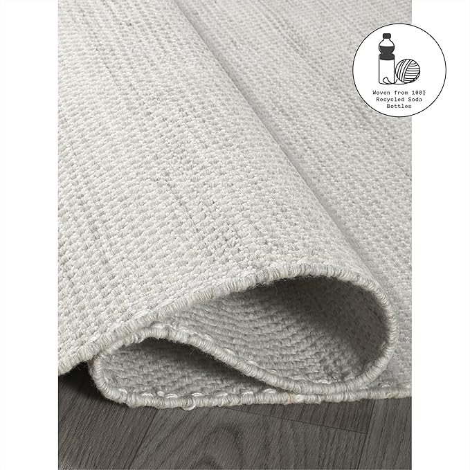 Fab Habitat Machine Washable Area Rug - Hand Woven, Stain Resistant, Pet Friendly - Premium Recycled Polyester Yarn - Solid - Kitchen, Bathroom, Laundry Room - Kingscote - Ivory - 3 x 5 ft