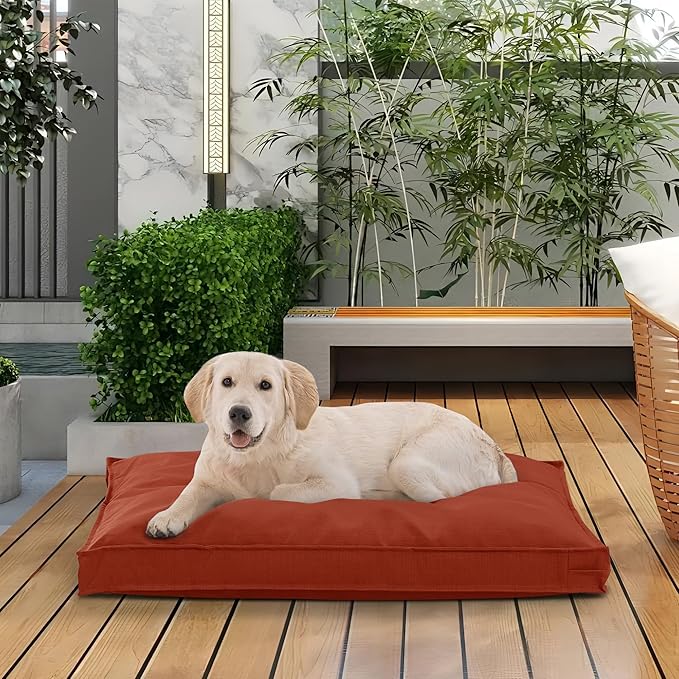 Dog Bed Covers Replacement Washable, Waterproof Dog Bed Cover with Zipper, 36Lx27Wx3H inch Durable Oxford Pet Bed Cover for Outdoor/Indoor Use, Cover Only, Tangerine