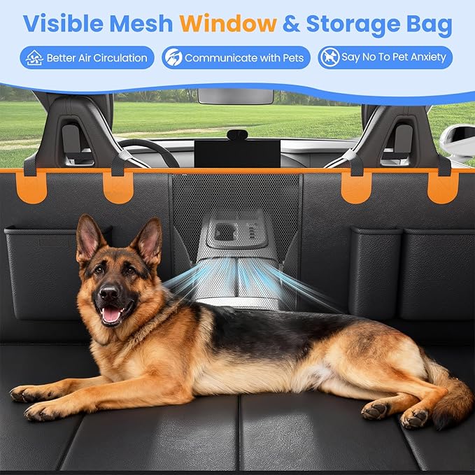 癤풟ack Seat Extender for Dogs, Hard-Bottom Waterproof Dog Car Seat Cover, PU Leather Backseat Bridge Platform, 2026 Upgraded Material, Anti-Slip, Durable, Holds 400lbs, Easy to Install (Black Brown)