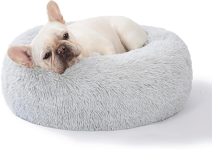 SAVFOX Plush Calming Dog Beds, Donut Bed for Small Dogs, Medium, Large & X-Large, Comfy Cuddler and Cat in Faux Fur, Washable Bed, Multiple Sizes XS-XXL