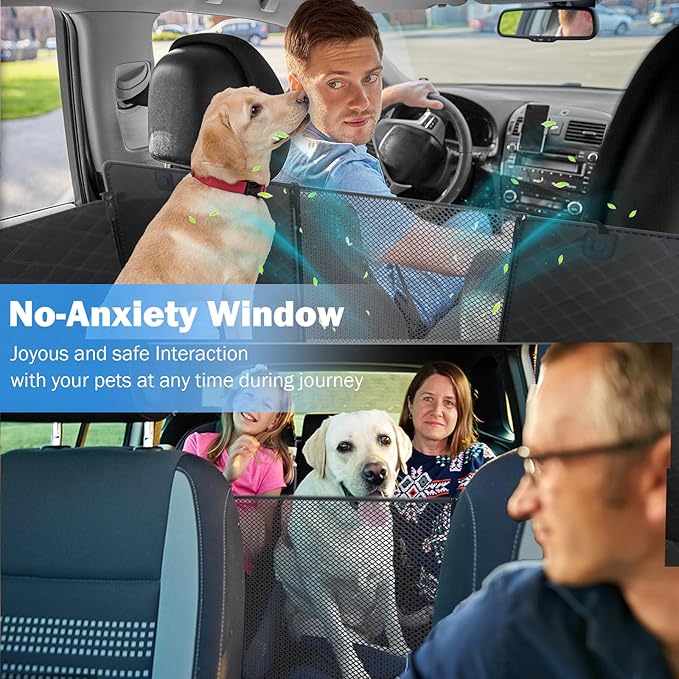 Dog Floor Hammock for Full Size Crew Cab Trucks with Fold Up Seats,Truck Back Seat Cover for Dogs with Door Protection Suitable for Ford/GMC/Chevrolet/Toyota/RAM Trucks(Black)