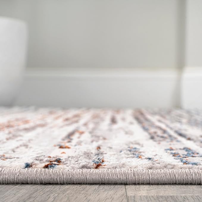 JONATHAN Y Loom Strie' Gray/Blue/Orange Indoor Area Rug 4X6 ft, Modern for Living Room, Bedroom, Kitchen, Office, Easy-Cleaning, High Traffic, Pet-Friendly, Non-Shedding SOR200E-4