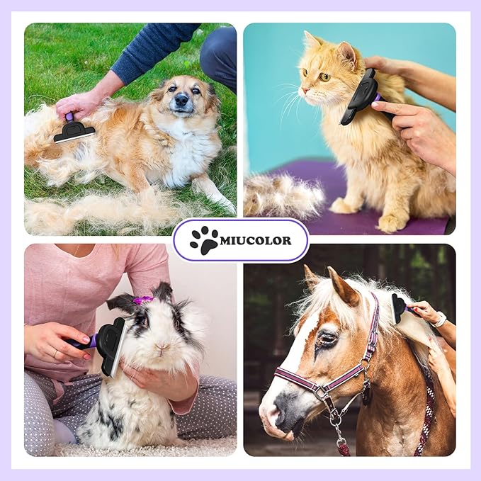 MIU COLOR Long Hair Pet Grooming Brush, Deshedding Tool for Medium and Large Dogs & Cats, Effectively Reduces Shedding by up to 95% for Pet Hair, Purple