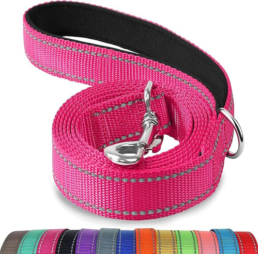 Joytale Dog Leash Heavy Duty for Small Medium Dogs, 6 FT Reflective Nylon Pet Walking Lead with Soft Padded Handle, Durable & Tangle Free for Training, Running & Safety Control, Hotpink