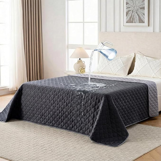 Waterproof Dog Blanket, Couch Cover for Dogs Washable, Reversible Dog Bed Cover. (Dark＆Light Grey, 68 X 82 Inch - 1 Pack)