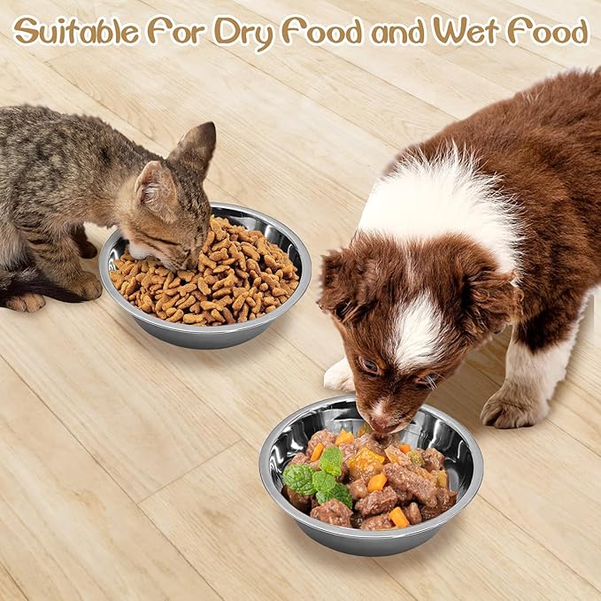 kathson 12 PCS Small Stainless Steel Dog Bowls, Replacement Metal Puppy Food Water Bowl Set Suit for Indoor Outdoor, Pet Feeding Dish for Small Animals Kitten, Dishwasher Safe (4.3 in)