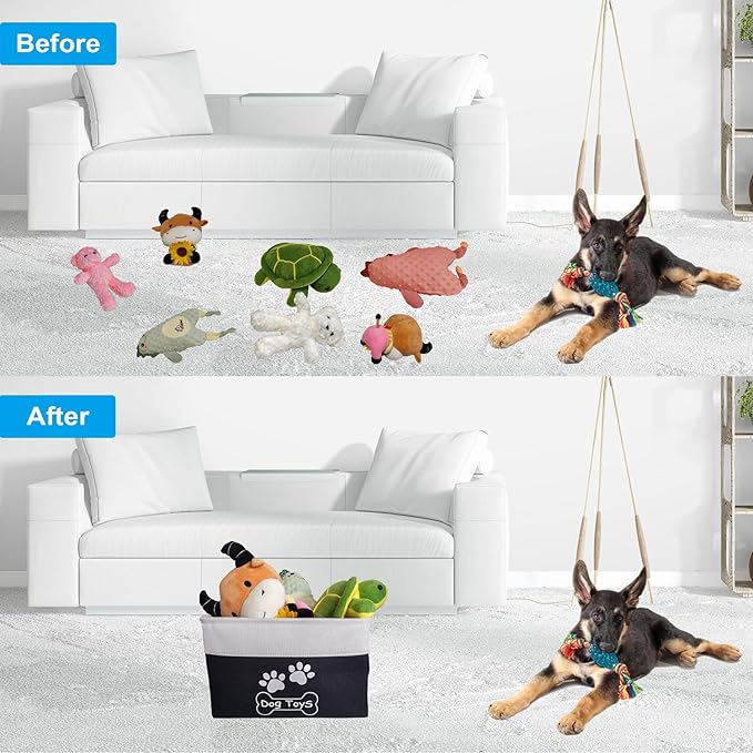 Large Dog Toy Basket Collapsible Dog Toy Box Shape Keeping Rectangle Dog Toy Bin for Pet Toys,Accessories