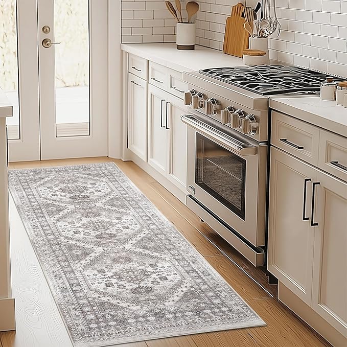 2'6" x 10'Non Slip Runner Rugs - Runners for hallways, Kitchen,Entryway,Stain Resistant Washable Rugs for Bedroom, Indoor Vintage Area Rugs (Brown/Beige,2'6" x 10')