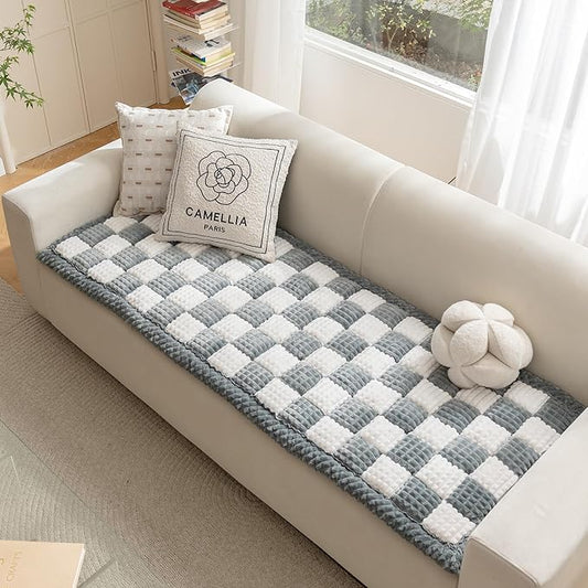 Couch Cover for Dogs Washable, Fuzzy Pet Cover for Sofa, Covers for 3 Cushion Couch Pet-Friendly, Non Slip Dog Bed Mat Dog Blanket (Bluegrey, 27.6x59.06 inch)