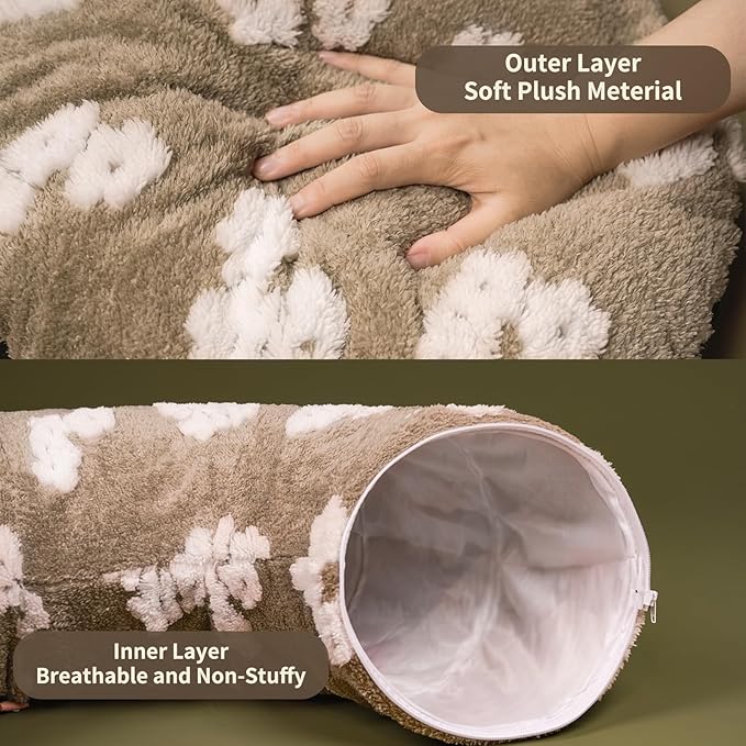 Pesen Cat Tunnel Bed with Soft Cushion, Cat Toys for Indoor Cats Enhance Bonding Between Pets and Owners, Encourage Exploration, and Satisfy Natural Instincts for Kittens, Dogs, and Rabbits
