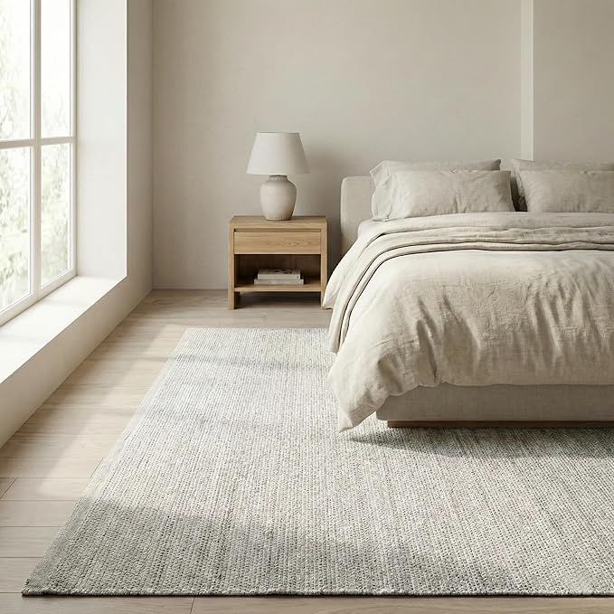 Fab Habitat Machine Washable Area Rug - Hand Woven, Stain Resistant, Pet Friendly - Premium Recycled Polyester Yarn - Solid - Kitchen, Bathroom, Laundry Room - Kingscote - Gray - 3 x 5 ft