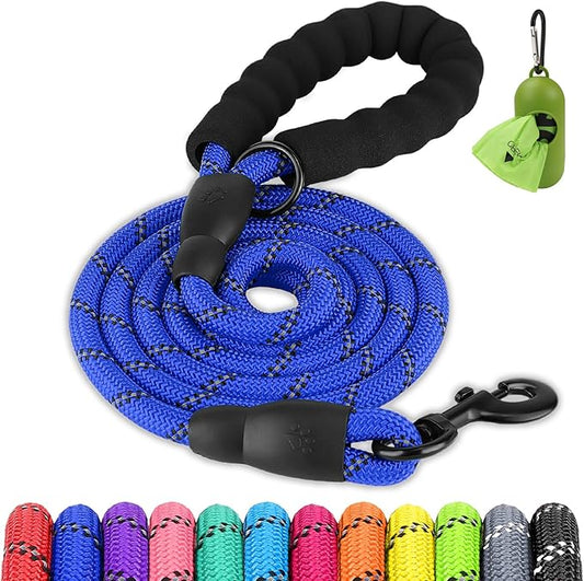 Joytale Dog Leash for Small Dogs, Heavy Duty Nylon Leashes with Comfortable Padded Handle and Highly Reflective Threads, Ideal for Walking and Training, Navyblue, 6'횞3/8''