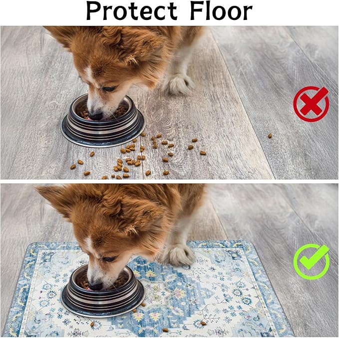 Pet Food Mats for Floor, Absorbent Dog Mat for Food and Water Dispenser Mat, Dog Food Mat Quick Dry Cat Food Mat Pet Supplies