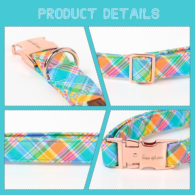 Unique style paws Easter Dog Collar Plastic Buckle Puppy Collar Colorful Plaid Puppy Collars for Small Medium Large Boys Girls Dogs