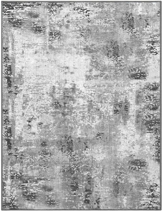 Entryway Rug 3x5 Grey Bedroom Area Rug Washable Non Slip Abstract Boho Rugs for Indoor Entry, Kitchen, Classroom, Bathroom, Kids Girls Room, Office, College Dorm Small Carpet