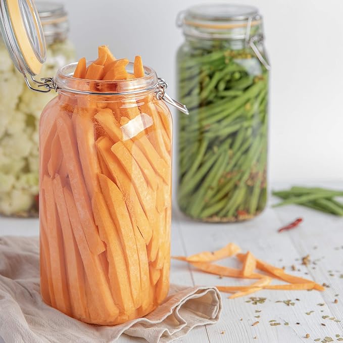 Galashield Glass Jars with Lids 67 oz Food Storage Jars with Airtight Lids Leak Proof Glass Canisters Kitchen Jars [Set of 2]