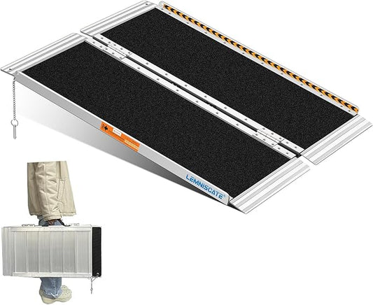 LEMNISCATE Portable Wheelchair Ramp 3FT, Non-Slip Aluminum Handicap Ramp with Handle, Folding Wheel Chair Ramps for Homes Steps, Stairs, Entry, Threshold, Doorways, Scooter, 800LBS Capacity
