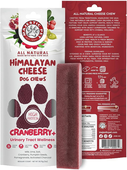 Majestic Pet Himalayan All-Natural Yak Style Cheese Dog Chews Made with 100% Cows Milk- Long Lasting Dental Chew for Dogs - Healthy Pet Treats (Urinary Tract Wellness, Regular, 1 Pack)