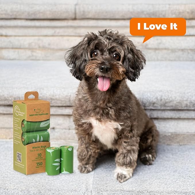 Best Pet Supplies Poop Bags for Dogs, 50% Post-Consumer Recycled Content dog waste bags on rolls, fits all poop bag holders for leashes - 150 Count, Green, Lavender Scented