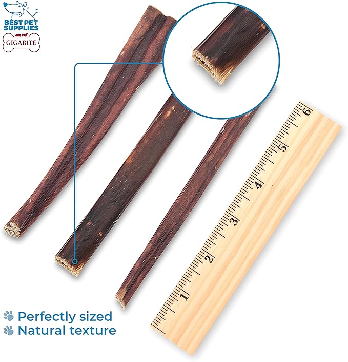 GigaBite Single Ingredient All Natural Free Range Bully Treats and Chews - Bully Sticks/Bladder Sticks/Beef Esophagus by Best Pet Supplies - Esophagus Sticks (6 Inch), Pack of 40