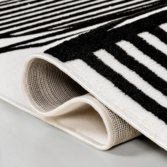 JONATHAN Y Nordby High-Low Arch Striped Black/White Indoor Area Rug, 5x8, Indoor, Non-Shedding, Stain Resistant for Bedroom, Living Room, Kitchen (SCN104G-5)
