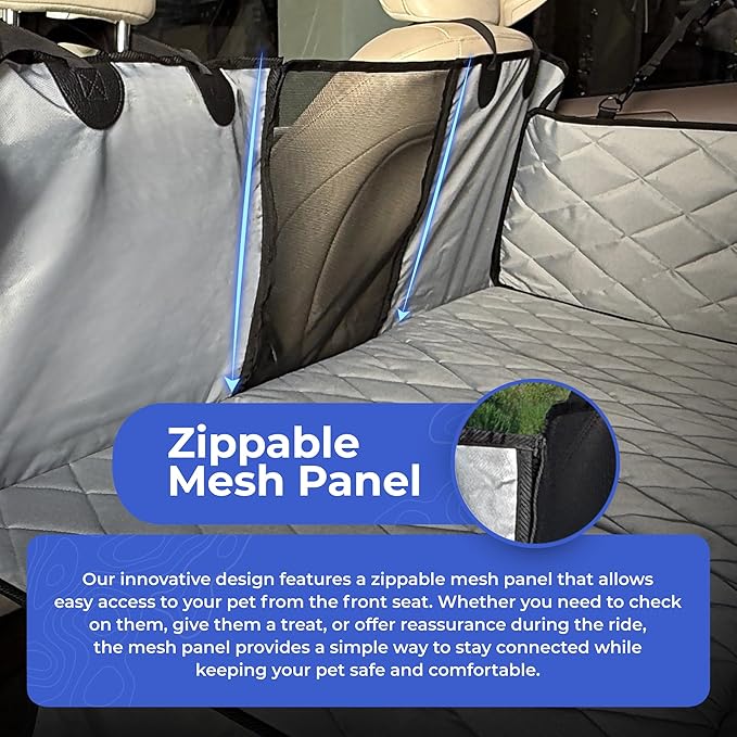 4Knines Hard Bottom Back Seat Extender for Dogs – Waterproof Dog Car Seat Cover – Heavy Duty Backseat Protector for Cars, SUVs, Trucks – Built-in EZ Open Door Protector (Patent Pending) Grey, Regular