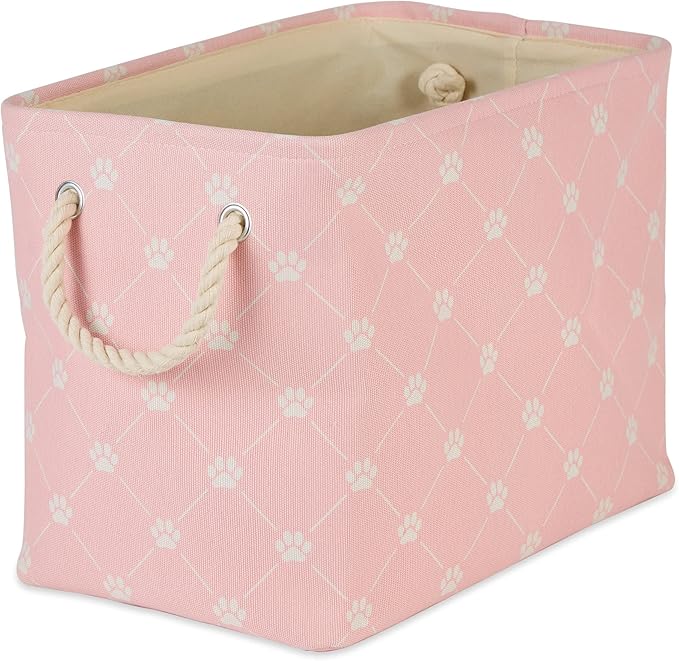 Bone Dry Pet Storage Paw and Bone, Trellis Collection, Medium Round, 12x15x15, Pink