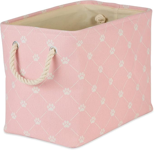 Bone Dry Pet Storage Paw and Bone, Trellis Collection, Medium Round, 12x15x15, Pink