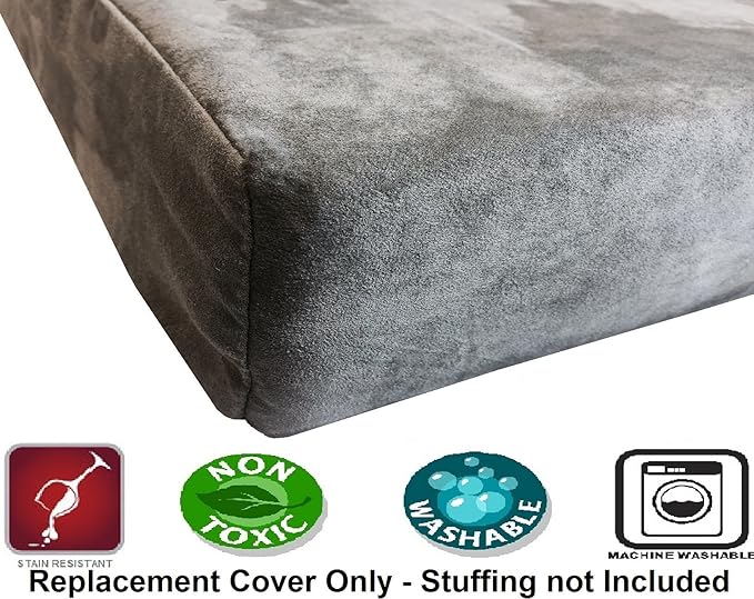 Dogbed4less 47X29X4 Inches XL Size : Suede Fabric External Replacement Cover in Gray Color with Zipper Liner for Dog Pet Bed Pillow or pad - Replacement Cover only