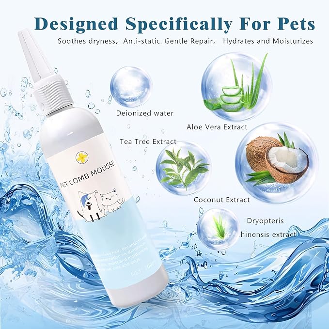 Pet Steam Brush Spray Refill for Dogs & Cats – Concentrated Waterless Shampoo, 3-in-1 Grooming Spray Comb Mist, 1*Shampoo(Steam Brush not Included)