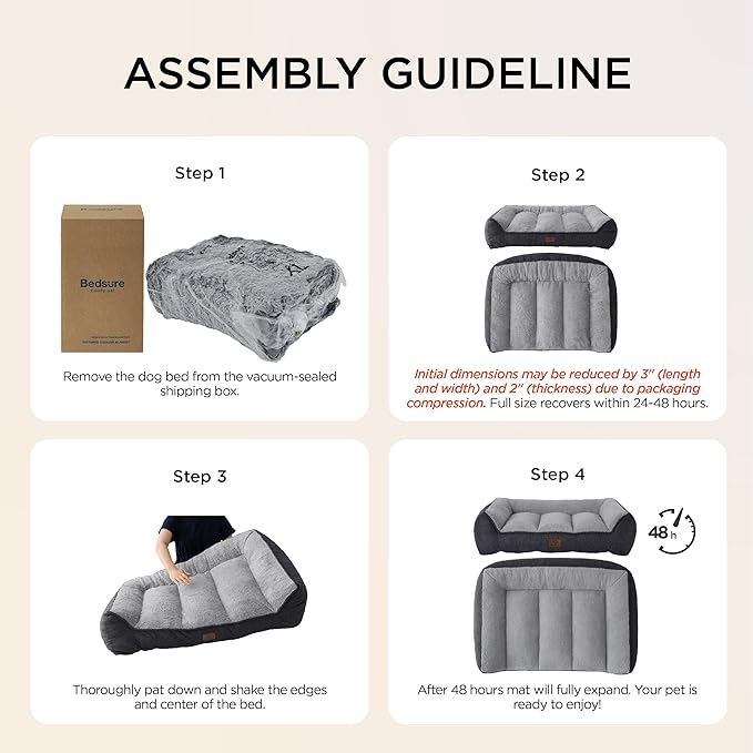 Bedsure SupportMax XL Plus Orthopedic Dog Beds Large Sized Dog - Extra Thick Supportive Dogs Couch with Waterproof Washable Cover, Jumbo Comfort Pet Sofa with Soft Sherpa & Nonskid Bottom, Brown, 48"