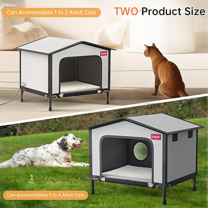 SOVPAI Outdoor cat House, Waterproof cat House for Stray Pets, Suitable for Outdoor/Indoor Cats, Easy to Assemble and Clean, Suitable for Multiple Pets and Large Cats (Red, M 19 * 13 * 14.8