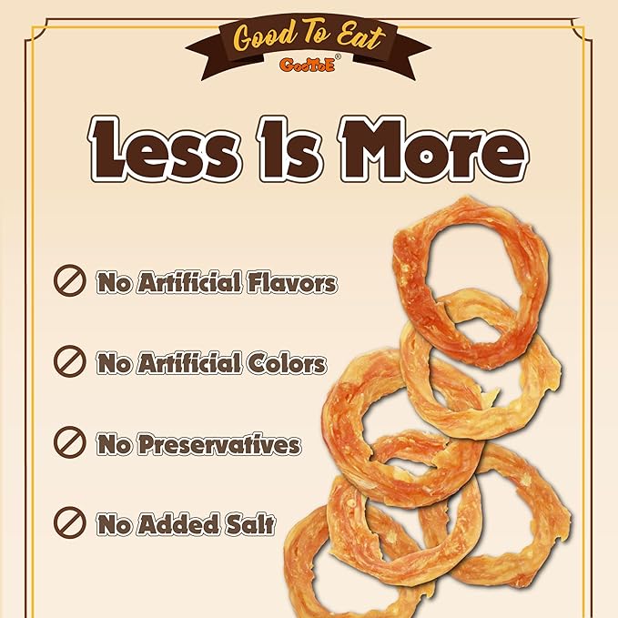Gootoe Turkey Tendons for Dogs – All-Natural, Hypoallergenic Dog Treats, Rawhide Alternative, Long Lasting Puppy Chews, Healthy Dog Treats for Small Breeds, Ring, 16 oz Pack (1 lb)