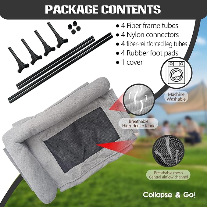 Raised Dog Beds for Small Dogs,Breathable Mesh Dog Sofa,Pet Travel Cot with Soft Edged Pillow,Features Non Slip Base, Suitable for Dogs Hammock Bed Small for Indoor & Outdoor