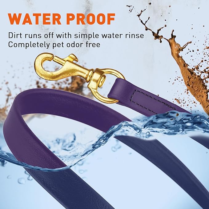 Viper Biothane K9 Working Dog Leash Waterproof Lead for Tracking Training Schutzhund Odor-Proof Long Line with Solid Brass Snap for Puppy Medium and Large Dogs, 33ft Violet Purple