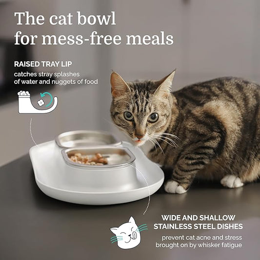 Hepper 360 Cat Feeder, Stainless Steel, Anti-Chew Material, Dishwasher Safe, 2-Pack