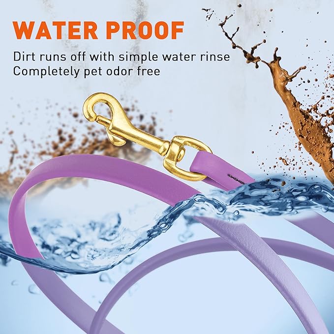 Viper Biothane K9 Working Dog Leash Waterproof Lead for Tracking Training Schutzhund Odor-Proof Long Line with Solid Brass Snap for Puppy Medium and Large Dogs, 33ft Amethyst Purple