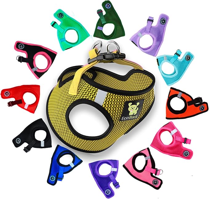 EcoBark Step in Dog Harness - Soft Mesh Dog Vest Harnesses for Puppies and Small Breed Dogs - Reflective and Adjustable No Pull Halter Harness - Mesh Comfort Padded Body Harness (Yellow, XS)