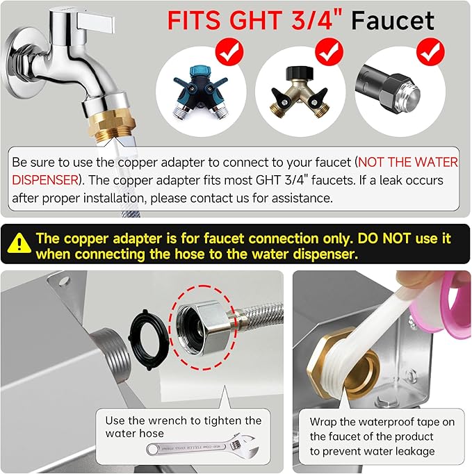 Automatic Water Dispenser for Dogs, 3L /101 oz 304 Stainless Steel Dog Water Feeder, Auto-Fill Large Waterer for Pets & Livestock, Outdoor Dog Water Bowl, Wide Mouth, Anti-tip, Easy to Clean