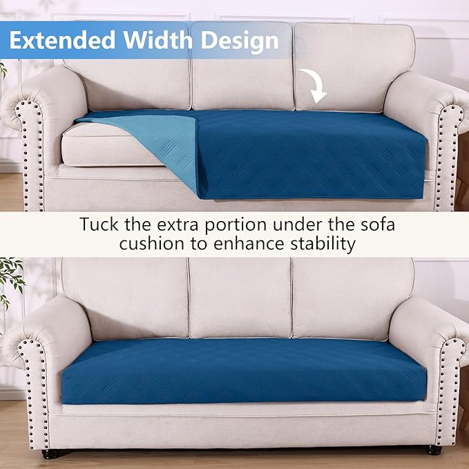 hyha Waterproof Dog Blanket, Reversible Pet Bed Blanket, Soft Sofa Couch Cover for Dogs Washable, Waterproof Pet Couch Covers for Sofa Puppy Cats Furniture Protector(40"x80", Navy Blue/Blue)