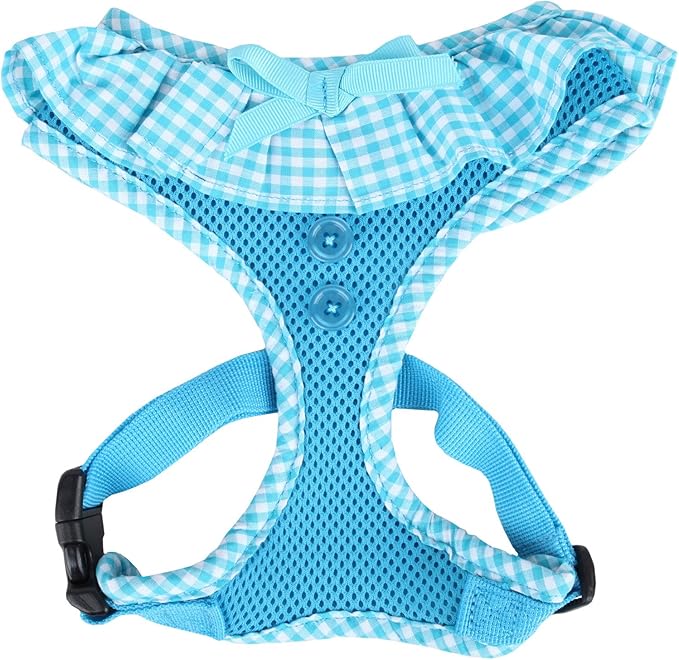 Puppia Vivien Dog Harness Over-The-Head All Season Cute No Pull No Choke Walking Training Adjustable for Small Dog, Sky Blue, X-Small