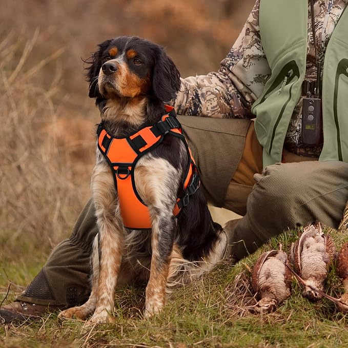 WINGOIN Orange Tactical Dog Harness for Large Dogs, Heavy Duty No Pull Dog Harness with Handle, Adjustable Reflective Military K9 Big Pet Vest for Husky, Doberman, Walking, Training, Hunting (XL)