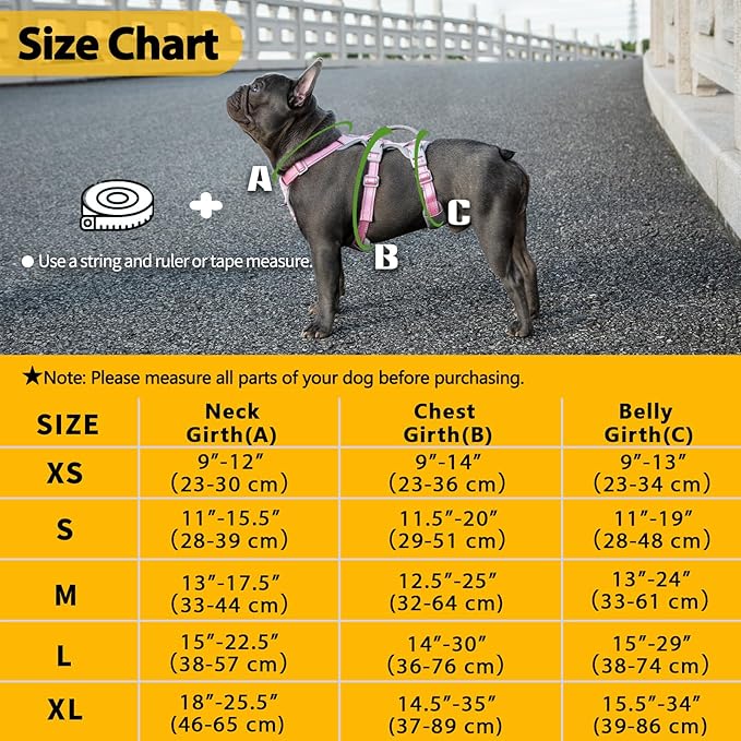 Huntboo Escape Proof Dog Harness, Escape Artist Harness, Fully Reflective Vest with Padded Handle, Breathable,Durable, Adjustable Vest for Medium Dogs Walking, Training, and Running Gear (Pink, XS
