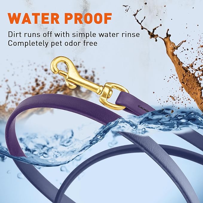 Viper Biothane K9 Working Dog Leash Waterproof Lead for Tracking Training Schutzhund Odor-Proof Long Line with Solid Brass Snap for Puppy Medium and Large Dogs, 10ft Violet Purple
