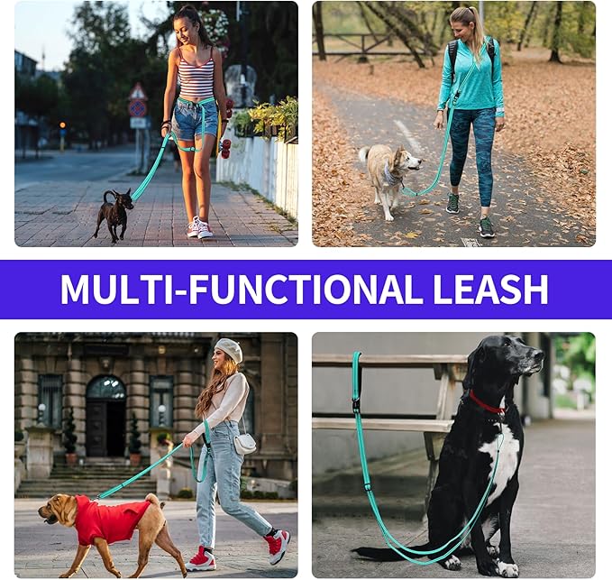 Kazazoo Hands-Free Dog Leash Adjustable Length 5-8 Ft, Waist for Dog Walking, Running for Small &Medium Dogs with Reflective Strips, Ballistic Nylon, Waist Belt, Lightweight Green