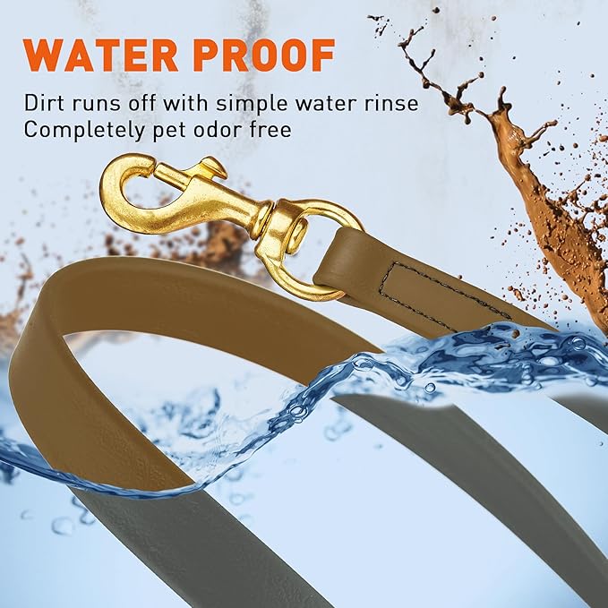 Viper Biothane K9 Working Dog Leash Waterproof Lead for Tracking Training Schutzhund Odor-Proof Long Line with Solid Brass Snap for Puppy Medium and Large Dogs, 20ft Coyote Brown