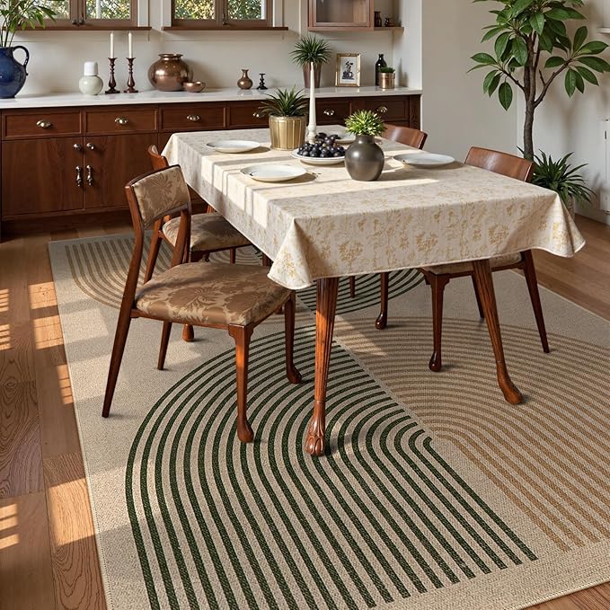 Lahome Modern Rainbow Easy Jute Rug, 6x9 Rug for Living Room Washable Indoor Outdoor Patio Rug, Farmhouse Rug for Bedroom Non Slip Contemporary Carpet for Backyard Deck Office Decor