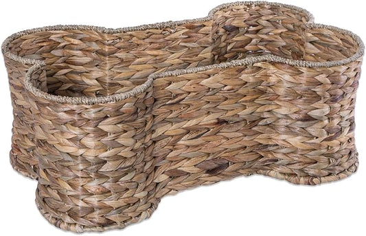 Bone Dry Pet Storage Collection, Bone Shape Hyacinth Toy Basket, Natural, Large - 24x15x9"